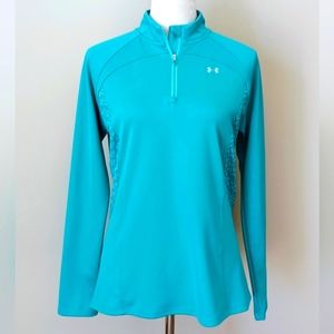 Aqua Under Armour Long Sleeve Half Zip Shirt (Size Medium)